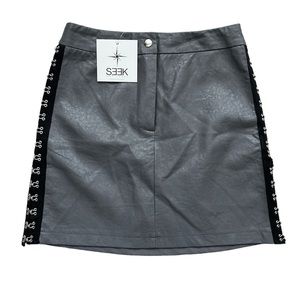 SEEK THE LABEL gray vegan leather hook-side skirt size small new with tags NWT